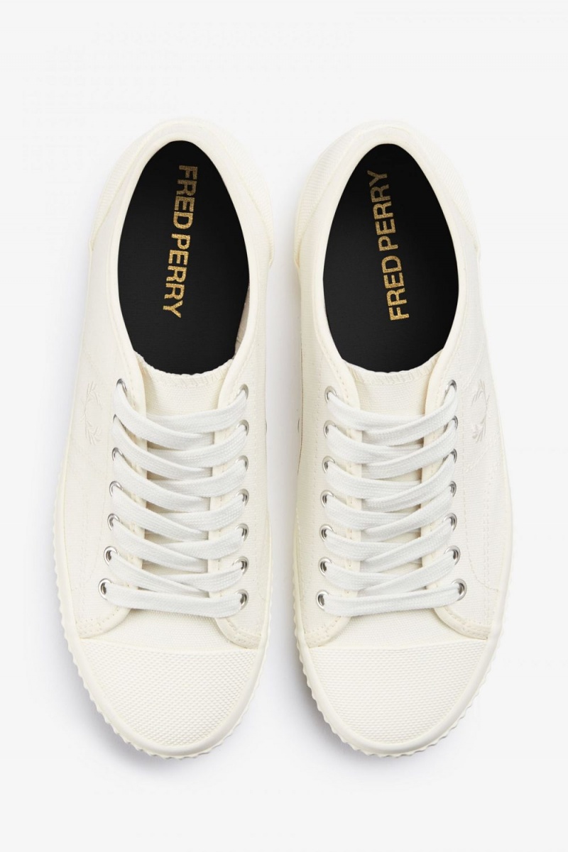 Fred Perry Low Hughes Men's Plimsolls Ivory Light Beige | WUKOH7201