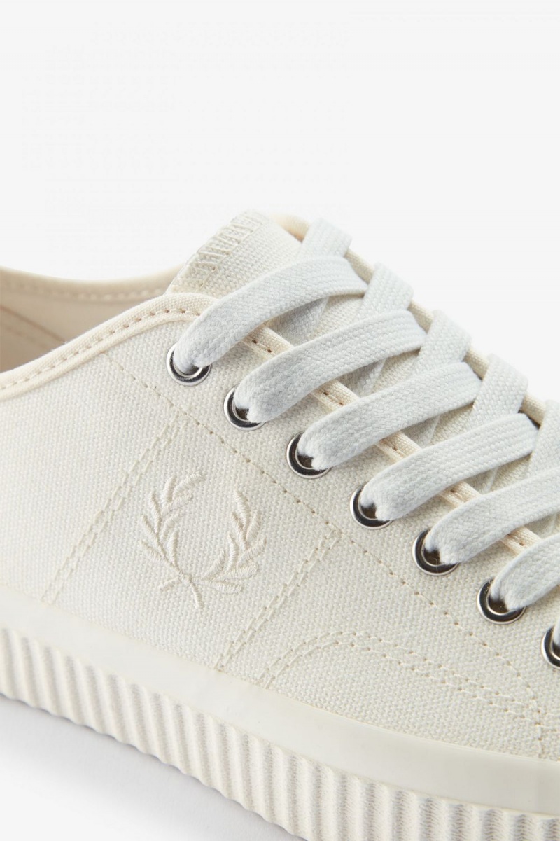 Fred Perry Low Hughes Men's Plimsolls Ivory Light Beige | WUKOH7201