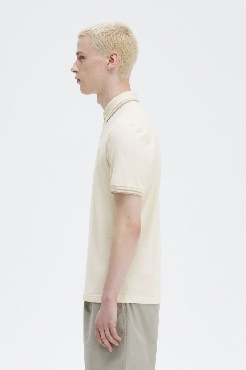 Fred Perry M12 Men's Shirt Beige Oatmeal Oatmeal | TGUOK2197