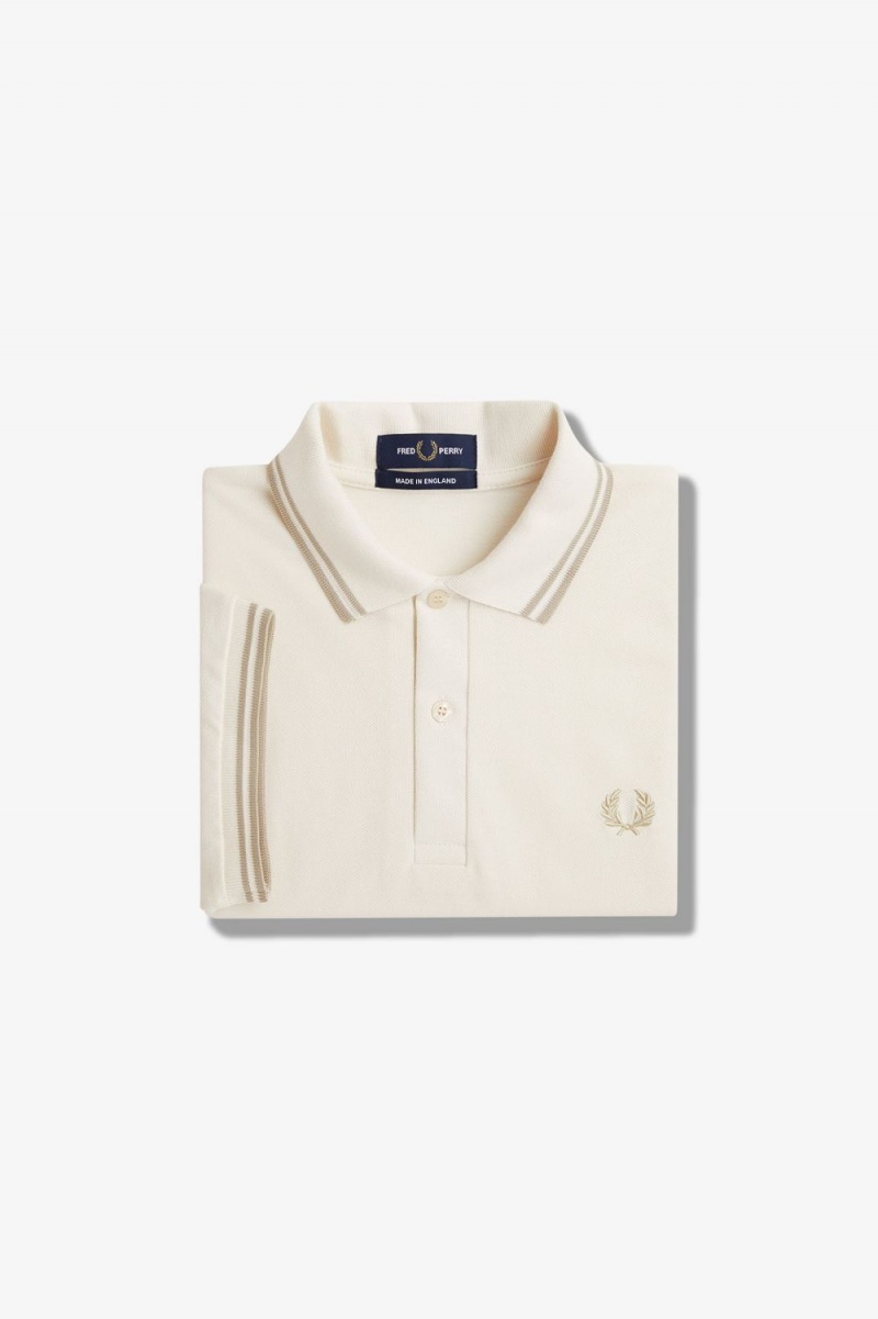 Fred Perry M12 Men's Shirt Beige Oatmeal Oatmeal | TGUOK2197