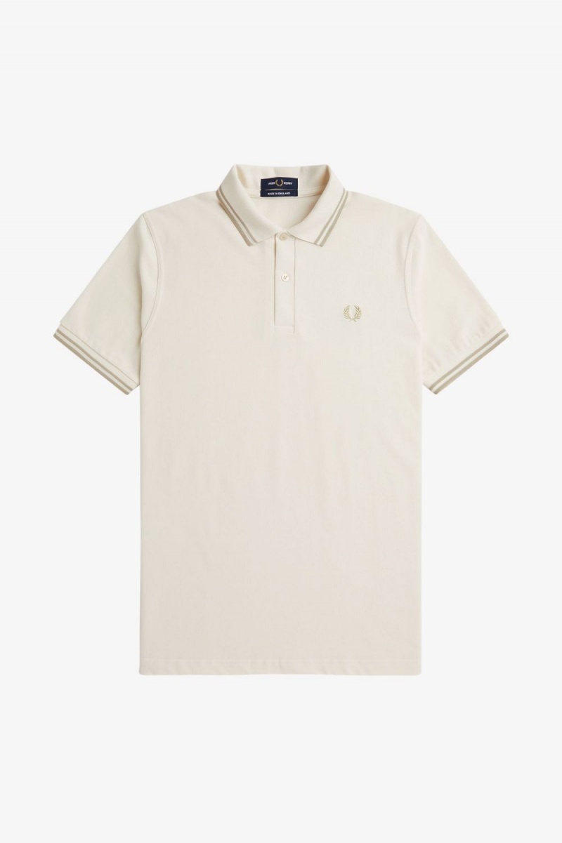 Fred Perry M12 Men's Shirt Beige Oatmeal Oatmeal | TGUOK2197