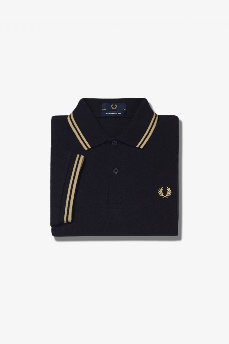 Fred Perry M12 Men's Shirt Black Champagne | JOBZQ6739