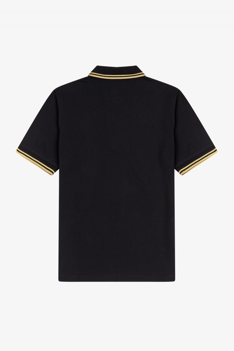 Fred Perry M12 Men's Shirt Black Champagne | JOBZQ6739