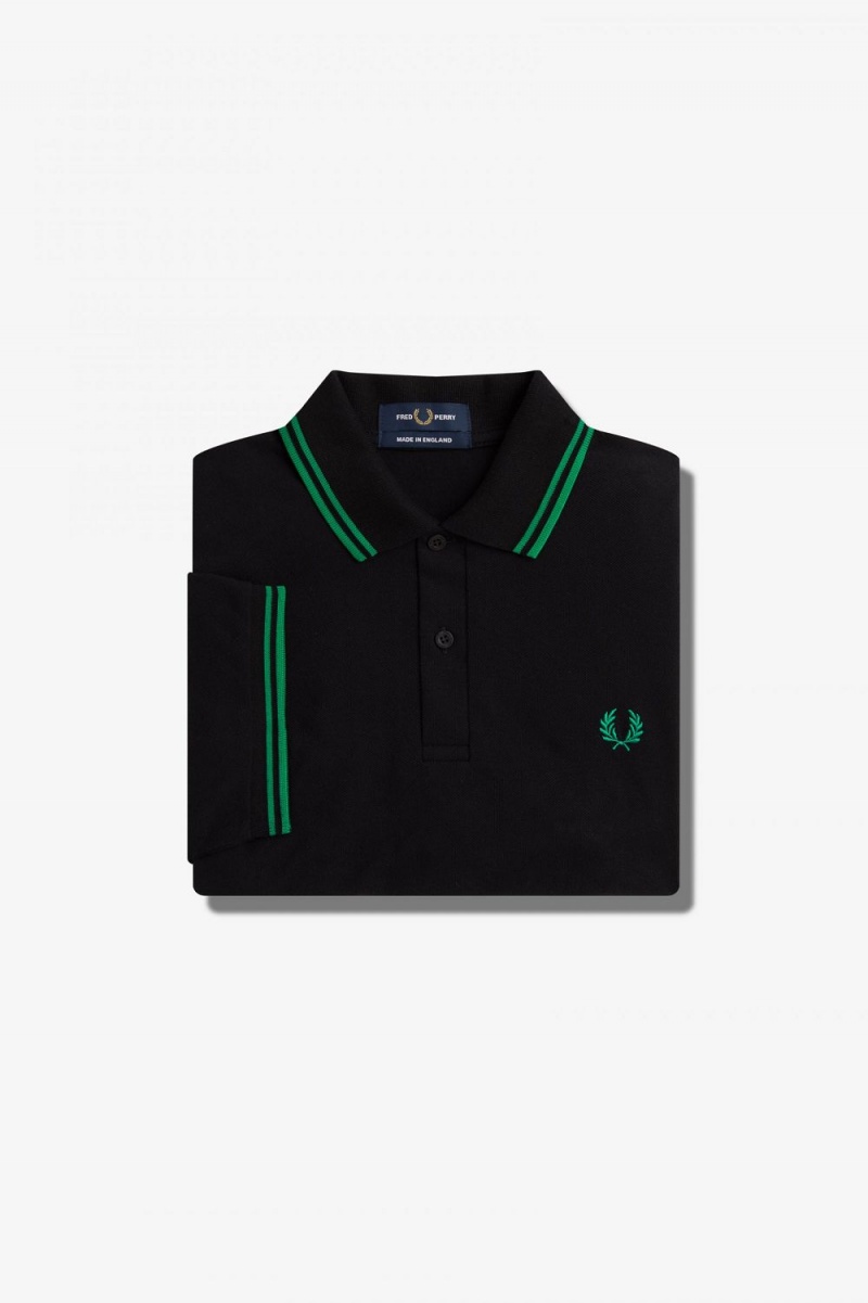 Fred Perry M12 Men's Shirt Black Green | OBKRQ7184