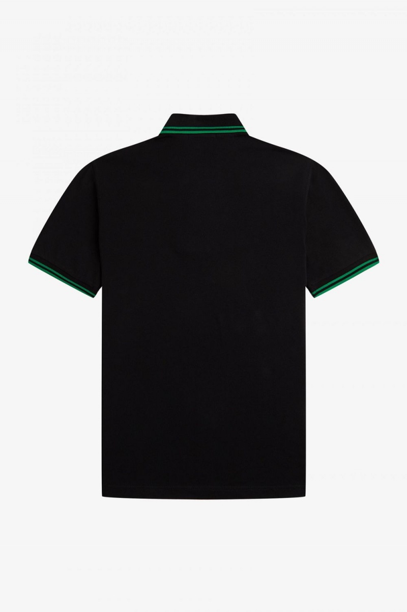 Fred Perry M12 Men's Shirt Black Green | OBKRQ7184