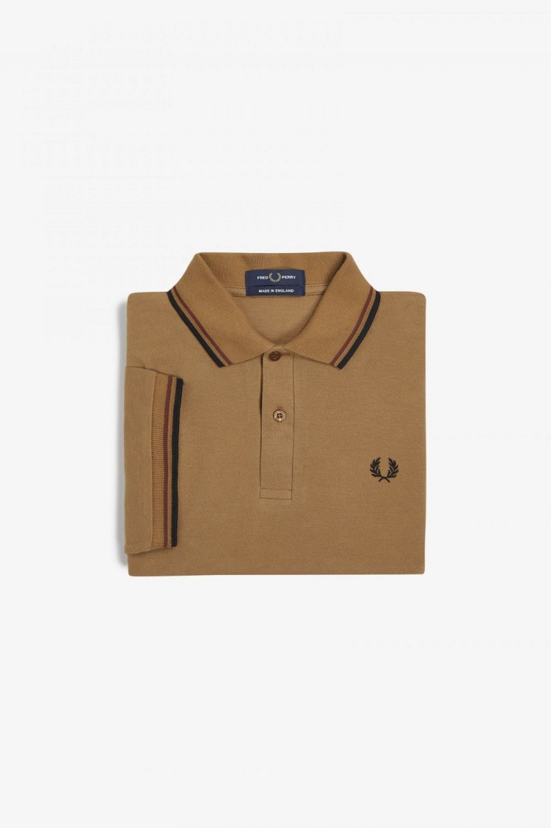 Fred Perry M12 Men's Shirt Dark Coffee Whisky Brown Black | HEWUZ2963