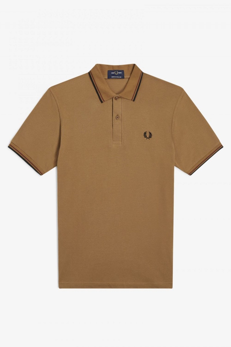 Fred Perry M12 Men's Shirt Dark Coffee Whisky Brown Black | HEWUZ2963