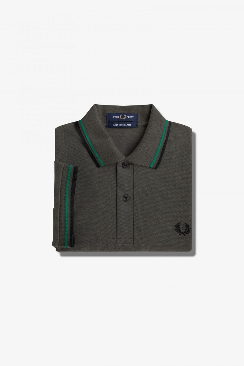 Fred Perry M12 Men's Shirt Field Green Green Black | LUPOX6308