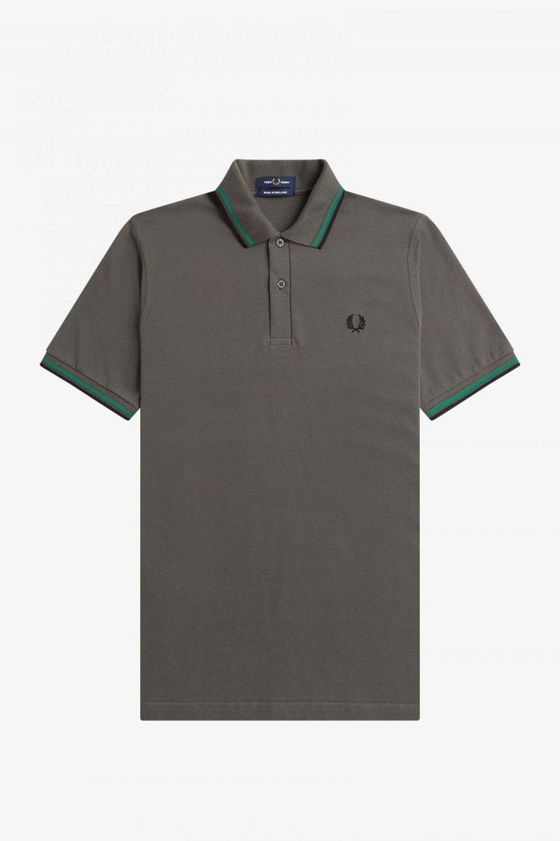 Fred Perry M12 Men's Shirt Field Green Green Black | LUPOX6308