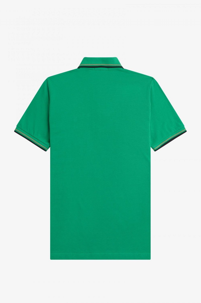 Fred Perry M12 Men's Shirt Green Field Green Black | RITFL3960