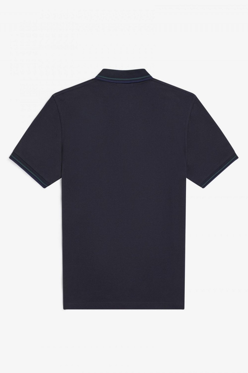 Fred Perry M12 Men's Shirt Navy Petrol Blue French Navy | YOSFG4298