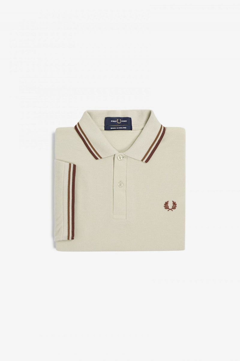 Fred Perry M12 Men's Shirt Oatmeal Dark Coffee Whisky Brown | PGLZY5976