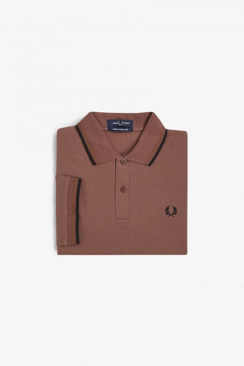 Fred Perry M12 Men's Shirt Whisky Brown Dark Coffee Black | COQTP1048