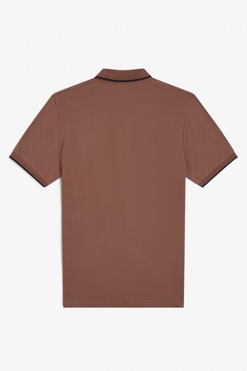 Fred Perry M12 Men's Shirt Whisky Brown Dark Coffee Black | COQTP1048