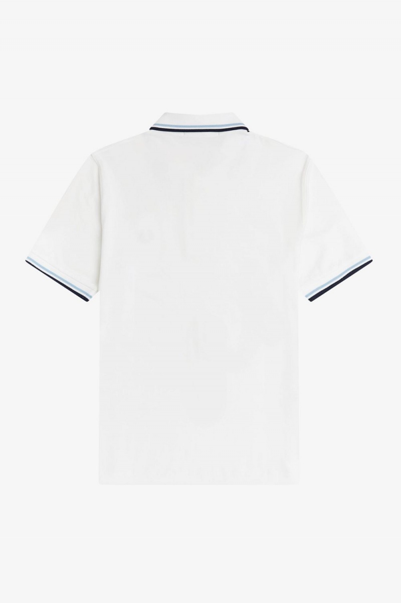 Fred Perry M12 Men's Shirt White Aqua Navy | VWEST8156