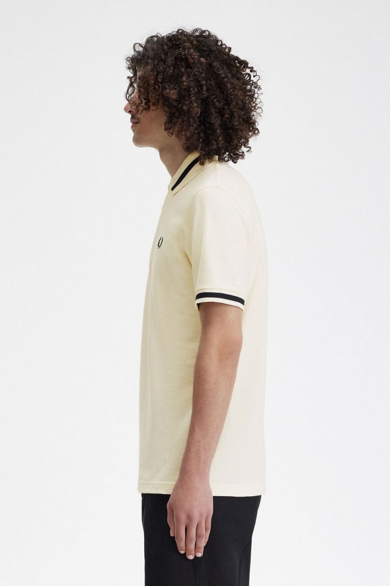 Fred Perry M2 Men's Shirt Beige Black | KDHQP1743