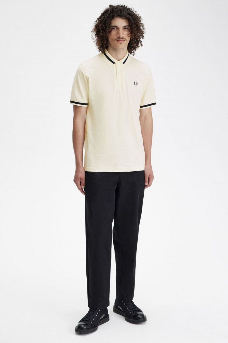 Fred Perry M2 Men's Shirt Beige Black | KDHQP1743