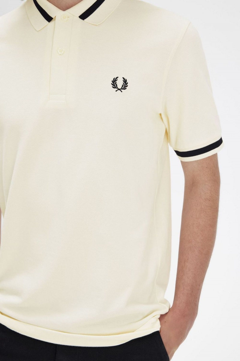 Fred Perry M2 Men's Shirt Beige Black | KDHQP1743