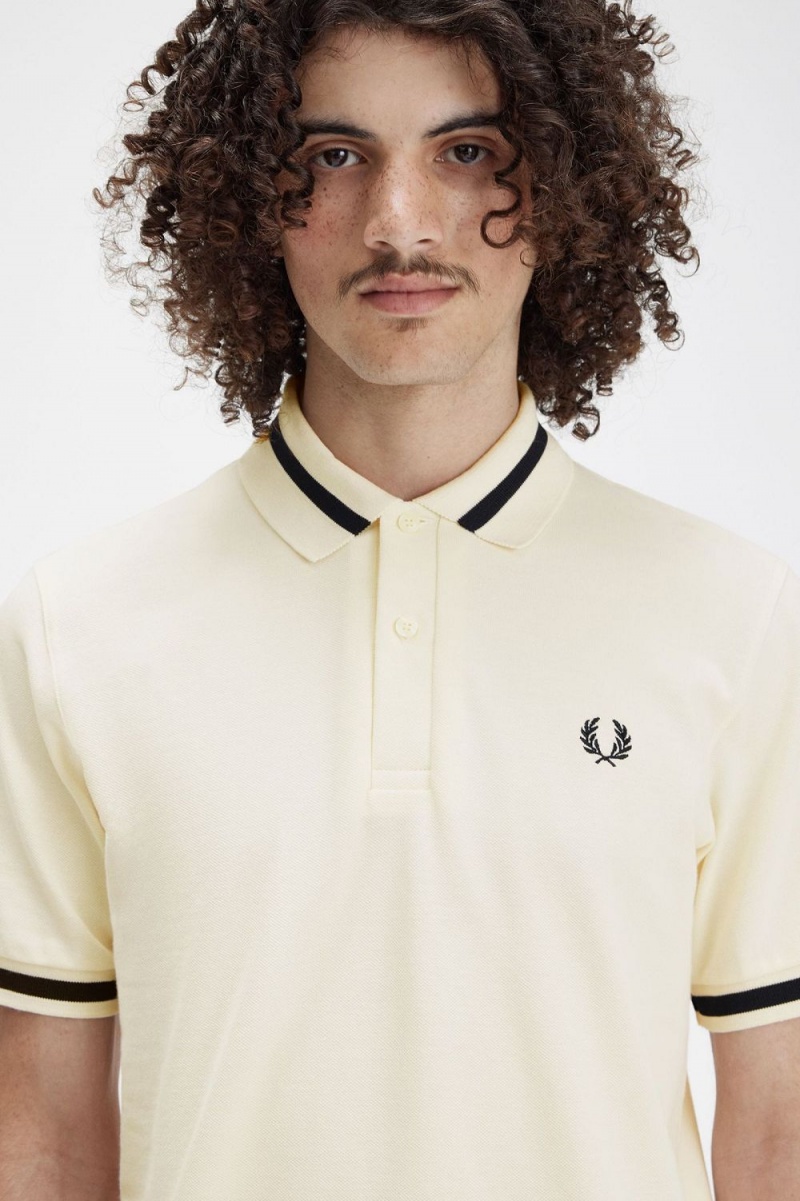 Fred Perry M2 Men's Shirt Beige Black | KDHQP1743