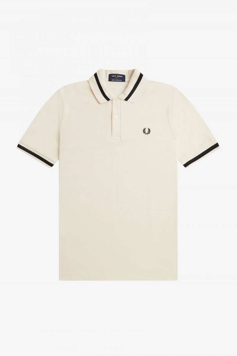 Fred Perry M2 Men's Shirt Beige Black | KDHQP1743