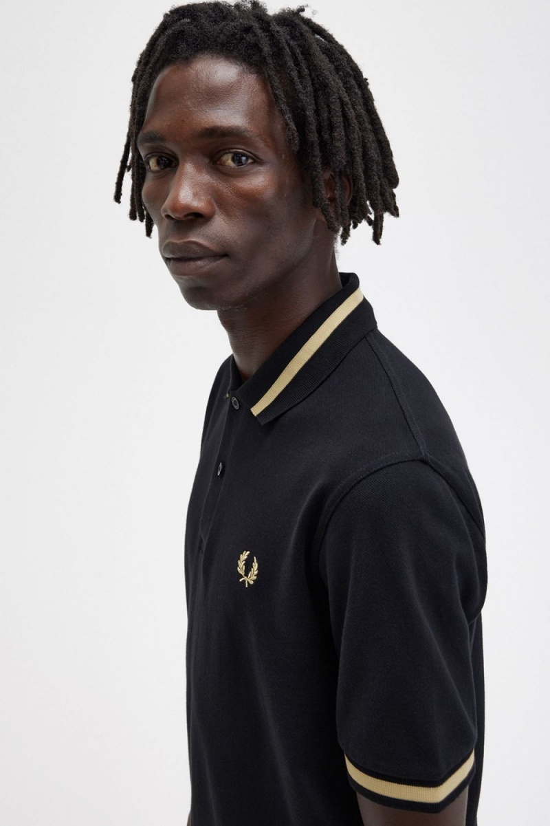 Fred Perry M2 Men's Shirt Black Champagne | FCIOB6079