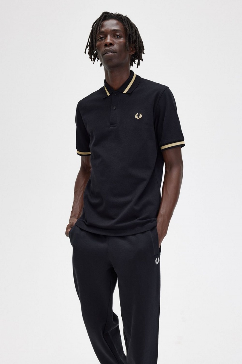 Fred Perry M2 Men's Shirt Black Champagne | FCIOB6079