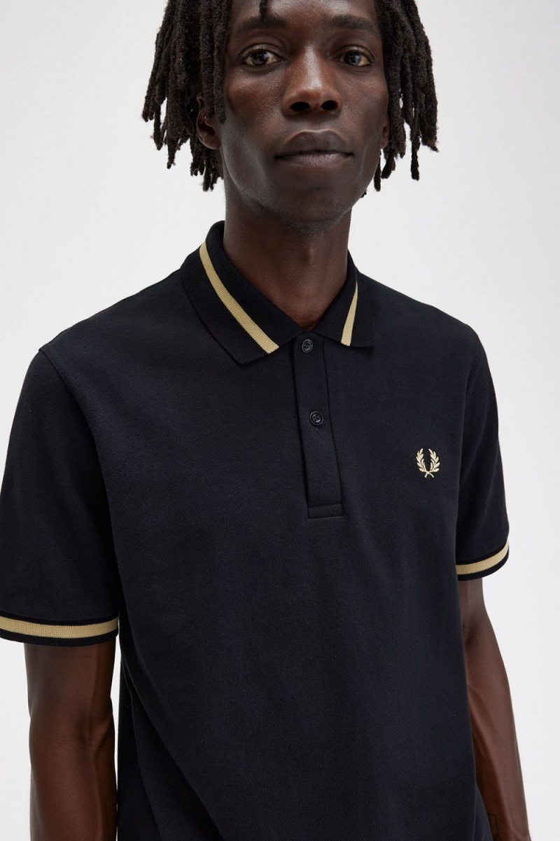 Fred Perry M2 Men's Shirt Black Champagne | FCIOB6079