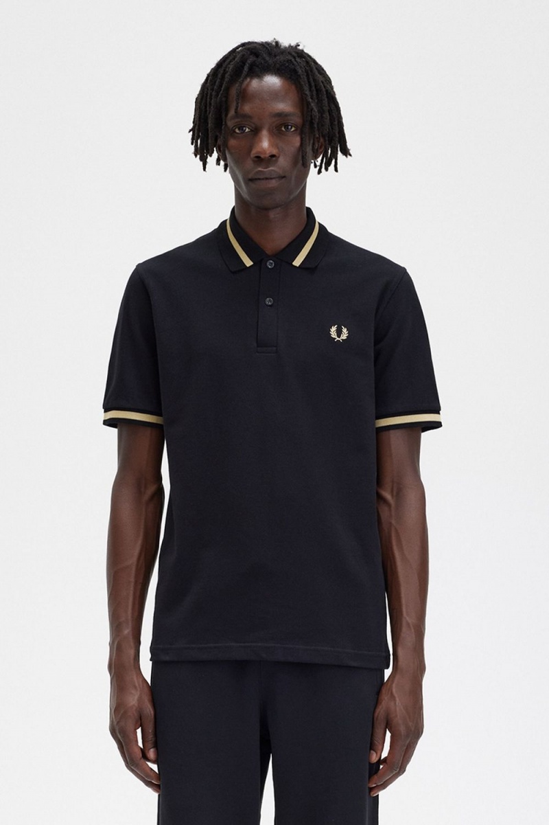 Fred Perry M2 Men\'s Shirt Black Champagne | FCIOB6079