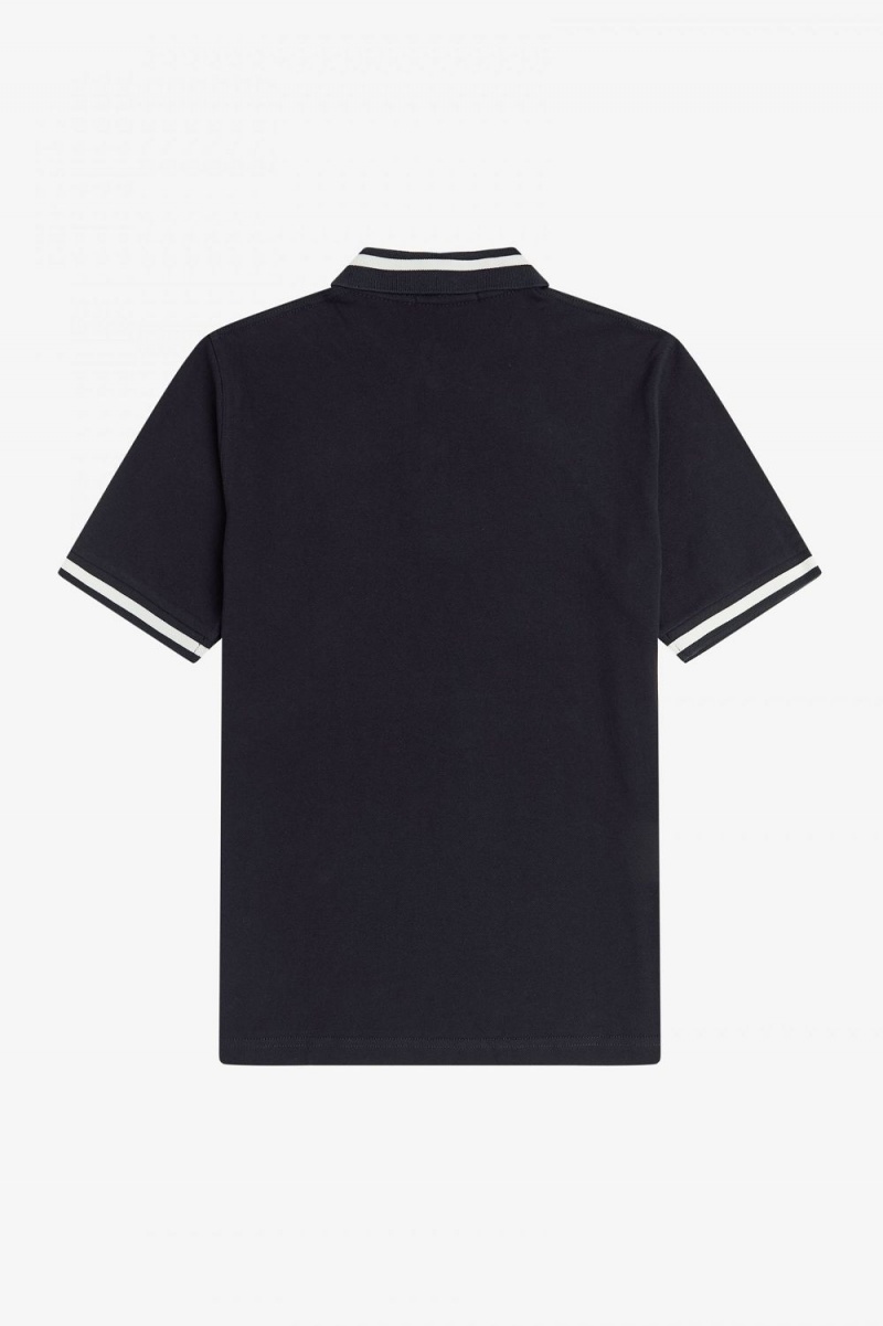 Fred Perry M2 Men's Shirt Navy Snow White | CVKQH1054