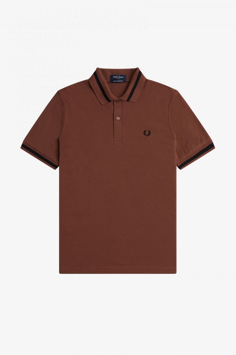 Fred Perry M2 Men's Shirt Whisky Brown Black | XFVUY6892