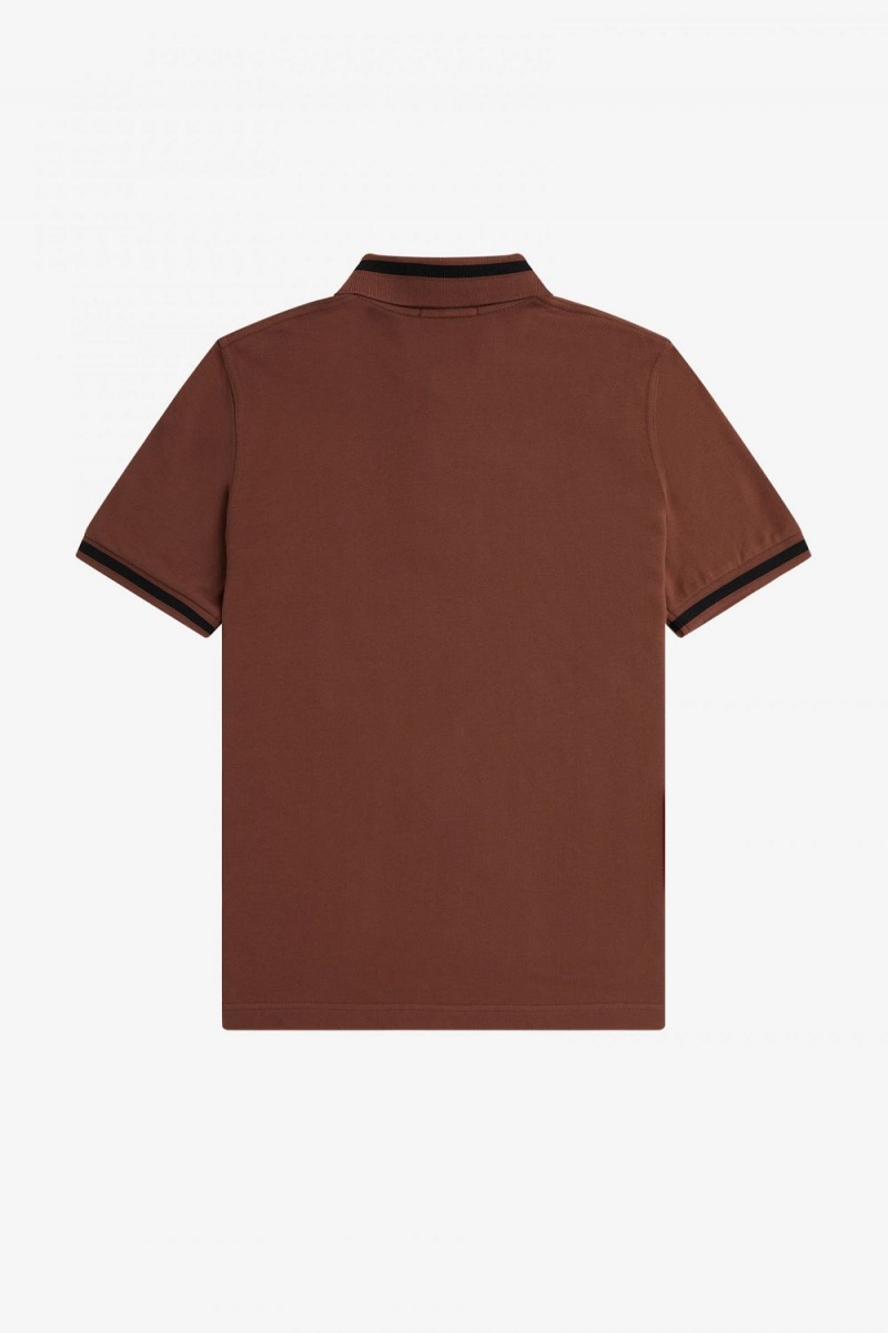 Fred Perry M2 Men's Shirt Whisky Brown Black | XFVUY6892