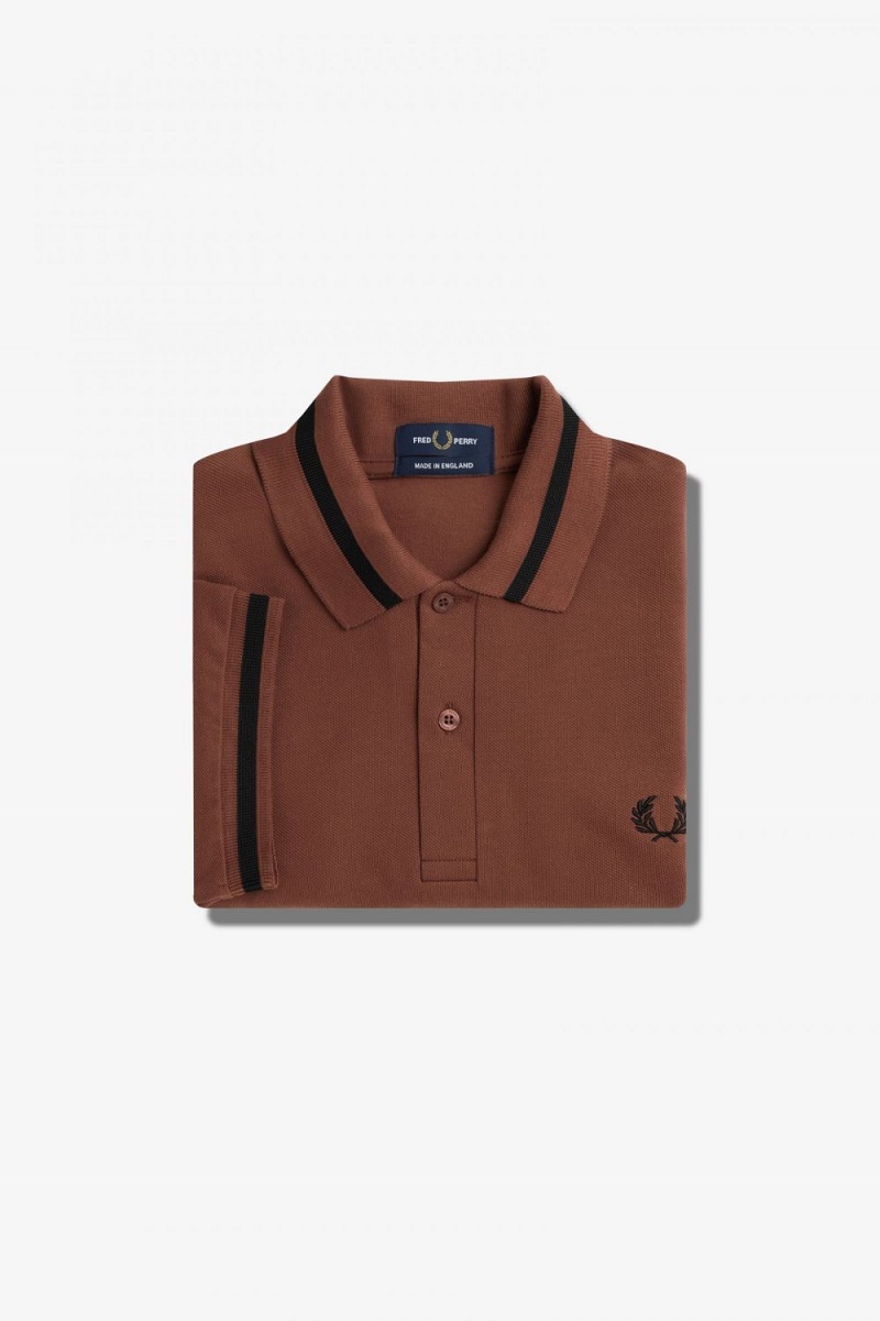 Fred Perry M2 Men\'s Shirt Whisky Brown Black | XFVUY6892