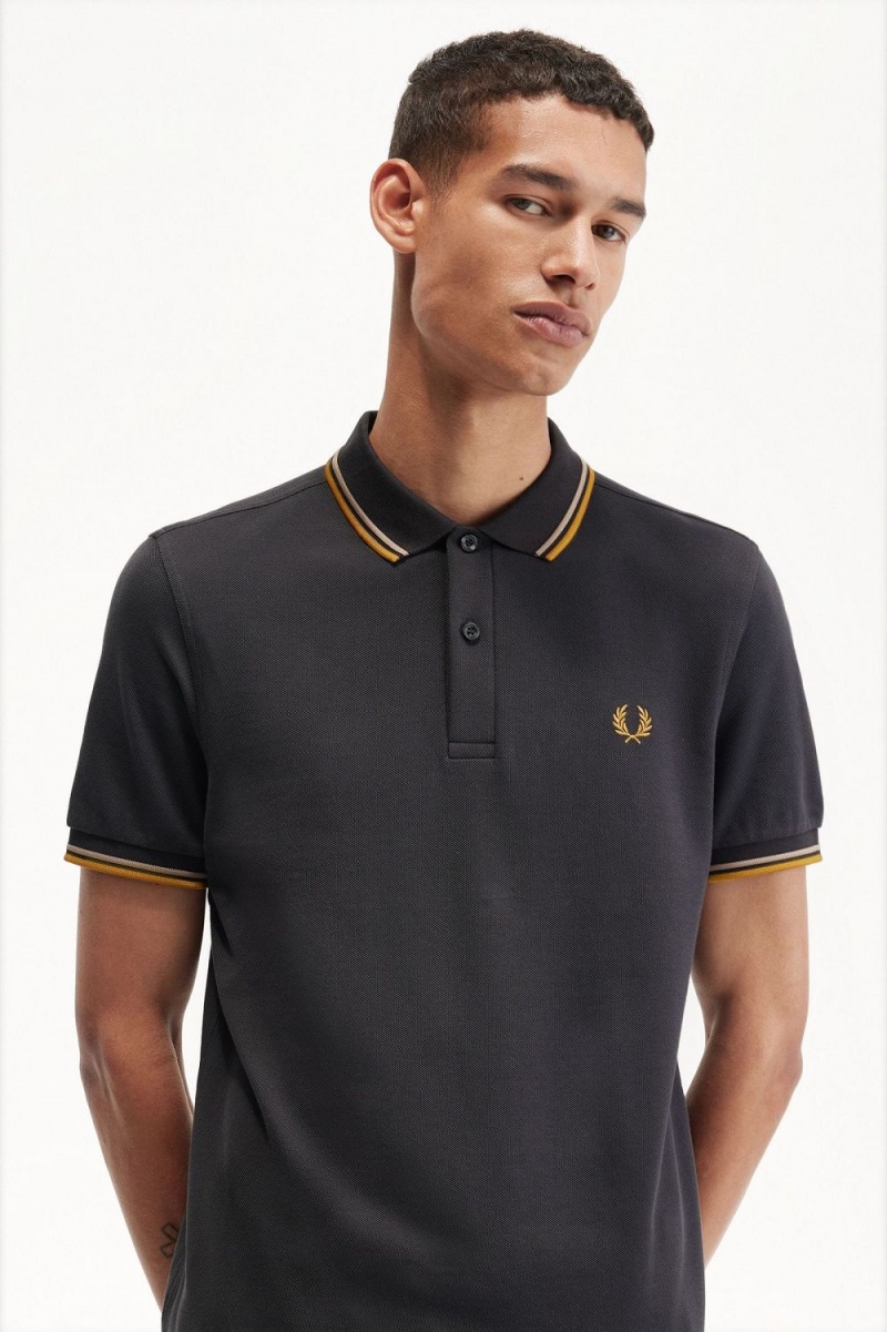 Fred Perry M3600 Men's Shirt Anchor Grey Green Dark Coffee | OGJYD9841