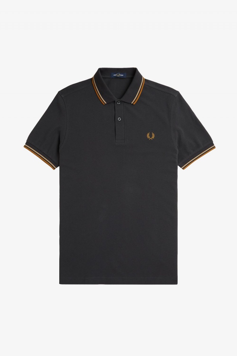 Fred Perry M3600 Men's Shirt Anchor Grey Green Dark Coffee | OGJYD9841