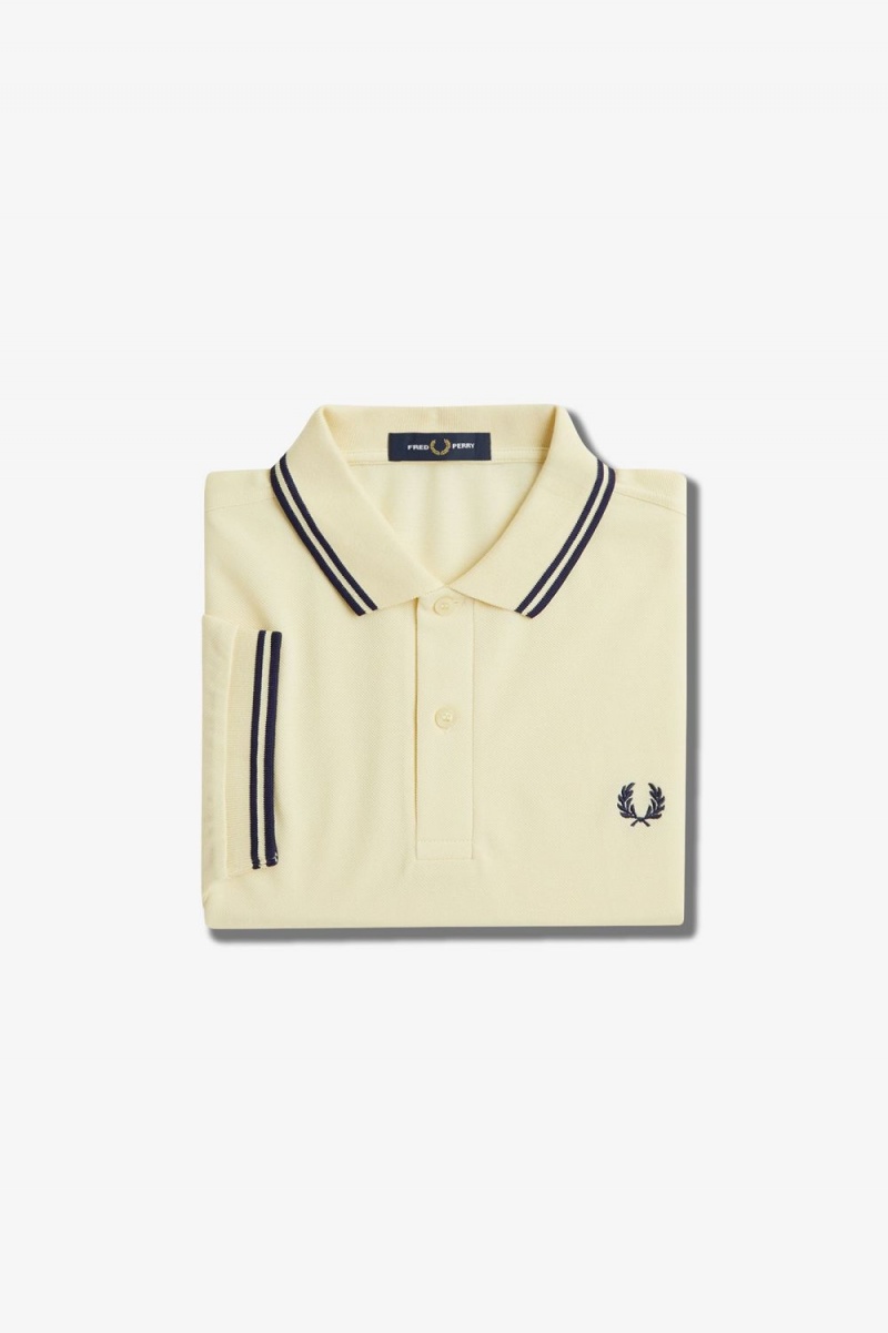 Fred Perry M3600 Men's Shirt Aqua Cream French Navy | NRLYP3142