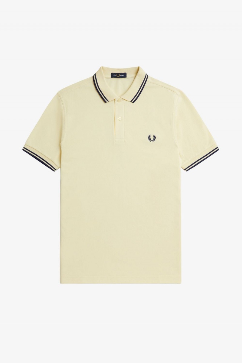 Fred Perry M3600 Men's Shirt Aqua Cream French Navy | NRLYP3142