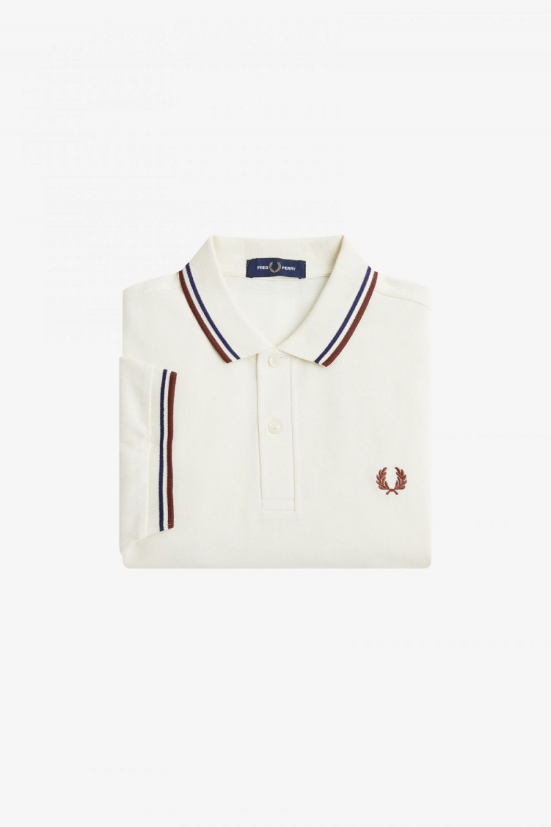 Fred Perry M3600 Men's Shirt Beige French Navy Whisky Brown | ALECP3964