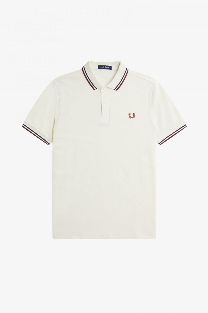 Fred Perry M3600 Men's Shirt Beige French Navy Whisky Brown | ALECP3964