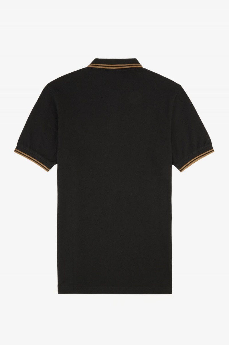 Fred Perry M3600 Men's Shirt Black Brown | ZHTQX9574