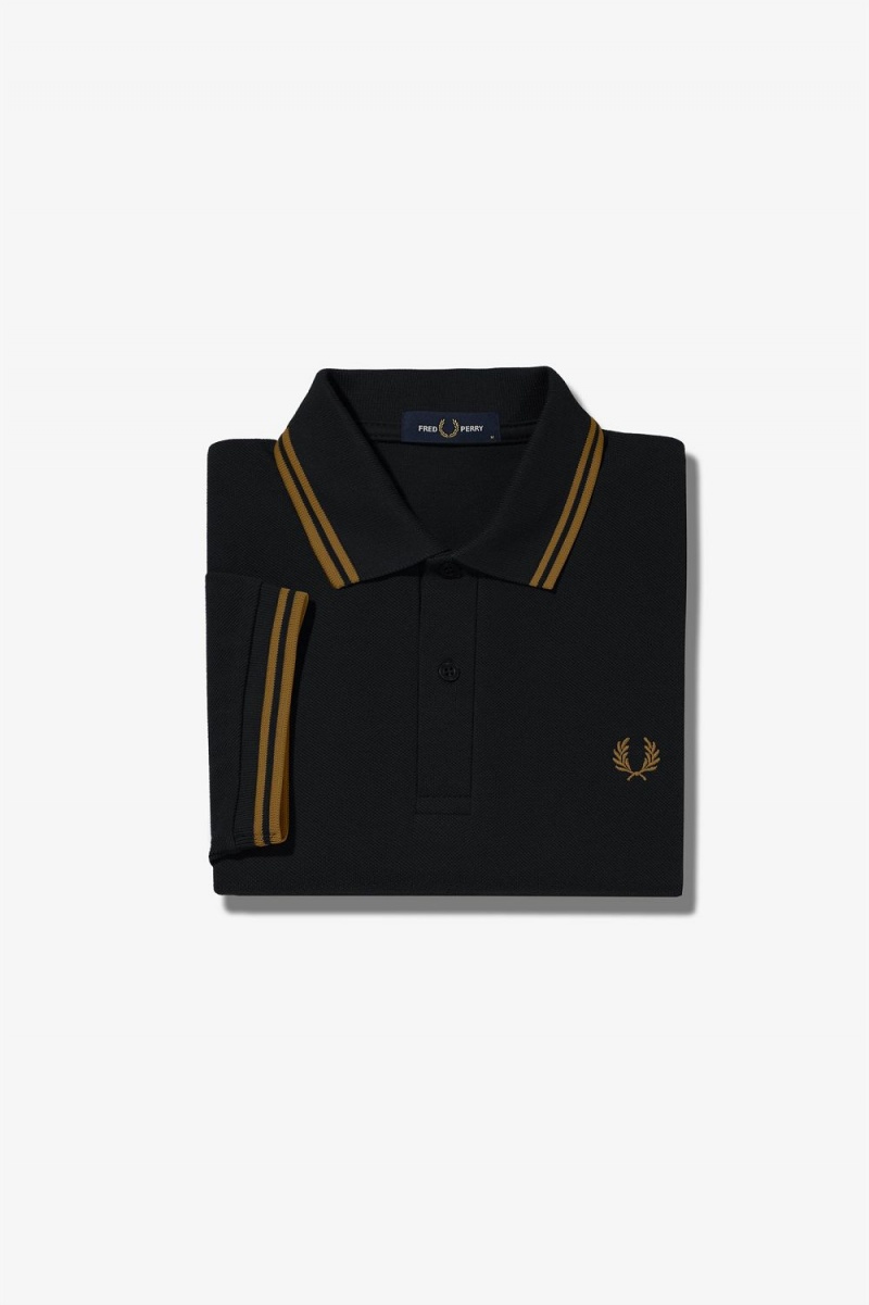 Fred Perry M3600 Men\'s Shirt Black Brown | ZHTQX9574