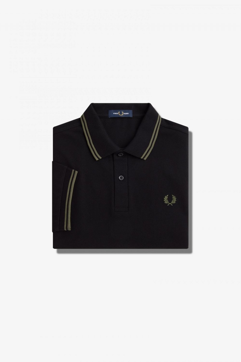 Fred Perry M3600 Men's Shirt Black Field Green | DICVS2965