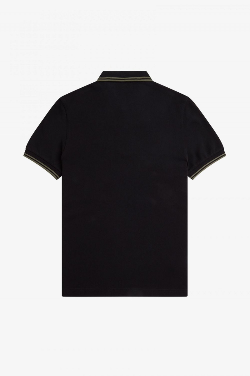 Fred Perry M3600 Men's Shirt Black Field Green | DICVS2965