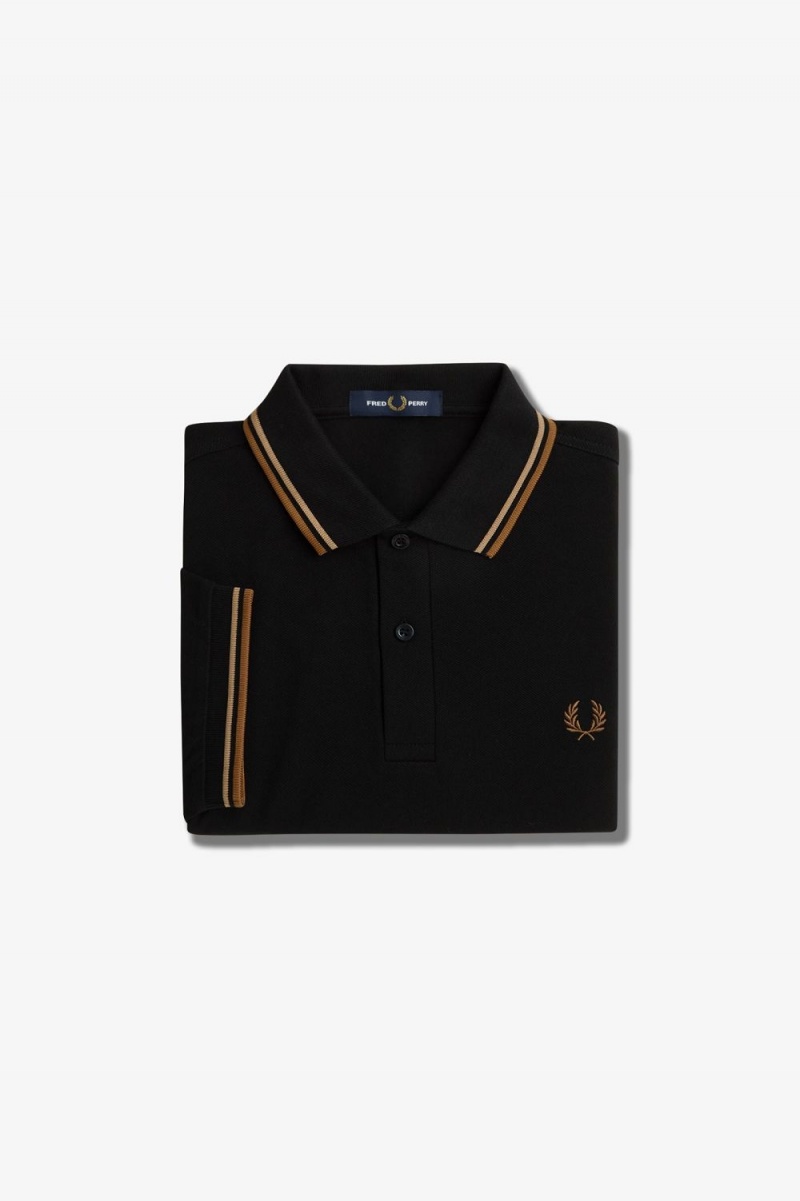 Fred Perry M3600 Men's Shirt Black Green Brown | ZNMUV7054