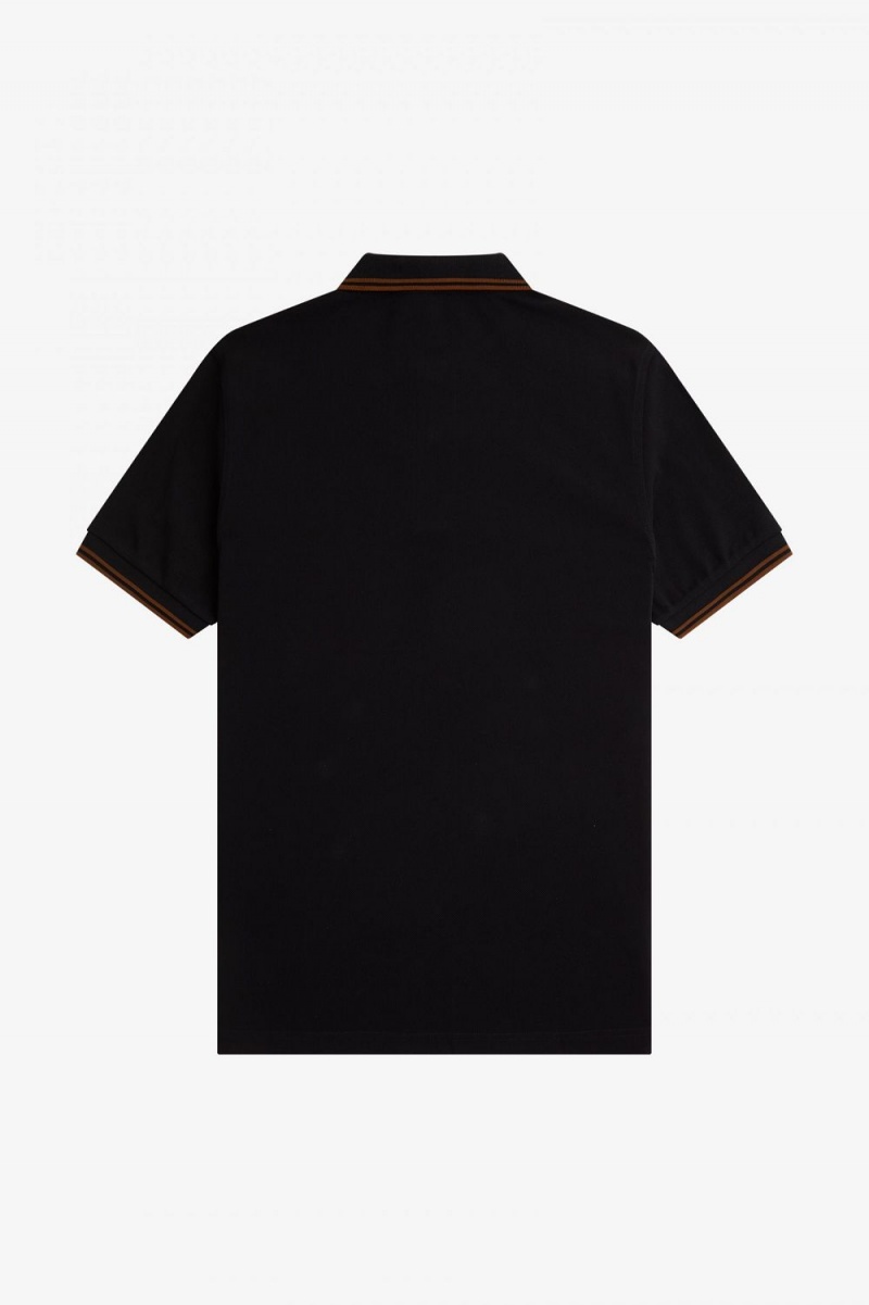 Fred Perry M3600 Men's Shirt Black Whisky Brown | ZXRBD2348