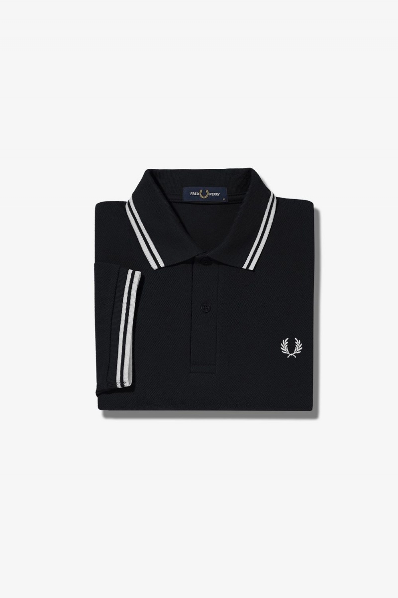 Fred Perry M3600 Men's Shirt Black White | PMAIU6481