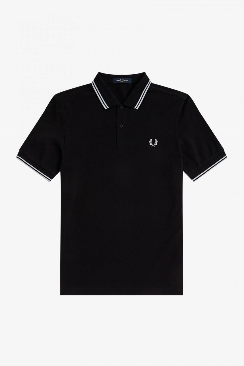 Fred Perry M3600 Men's Shirt Black White | PMAIU6481