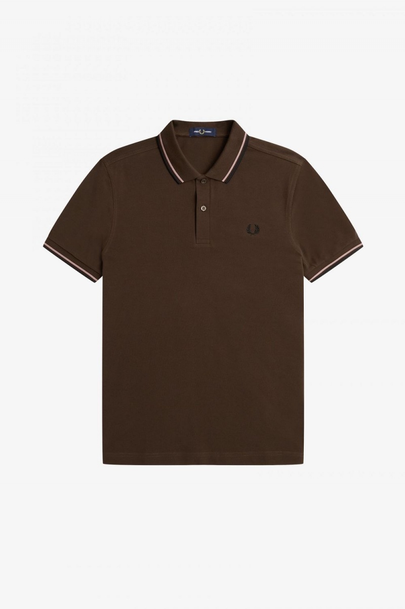 Fred Perry M3600 Men's Shirt Burnt Tobacco Dark Pink Black | YCJSD4759