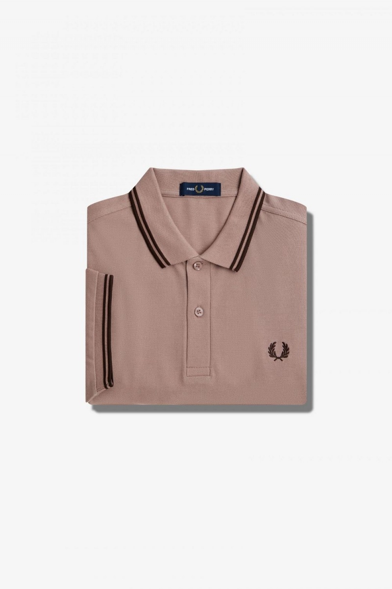 Fred Perry M3600 Men's Shirt Dark Pink Burnt Tobacco | CQMWB1923