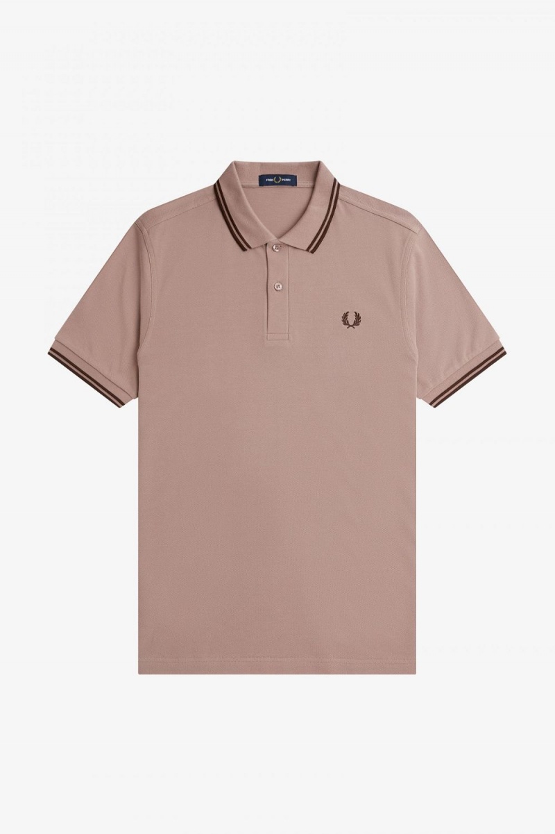 Fred Perry M3600 Men's Shirt Dark Pink Burnt Tobacco | CQMWB1923