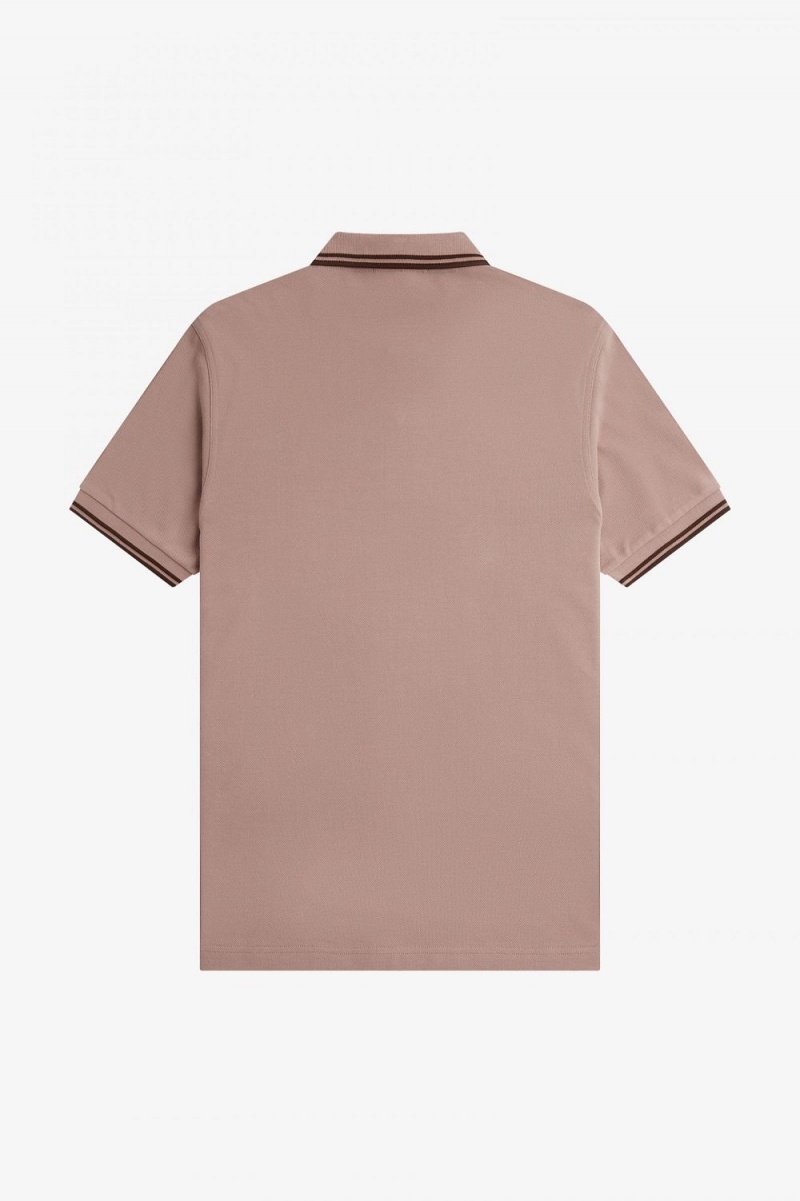 Fred Perry M3600 Men's Shirt Dark Pink Burnt Tobacco | CQMWB1923